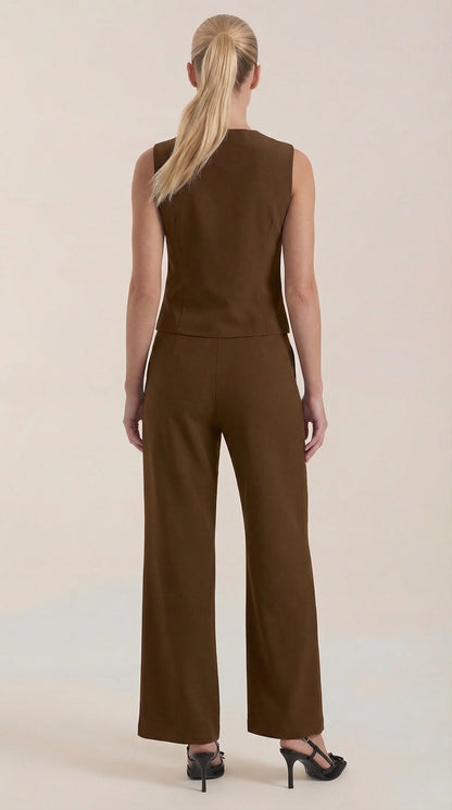 Ana Milena™ | Conjunto de Chaleco y Pantalones en Color Jengibre