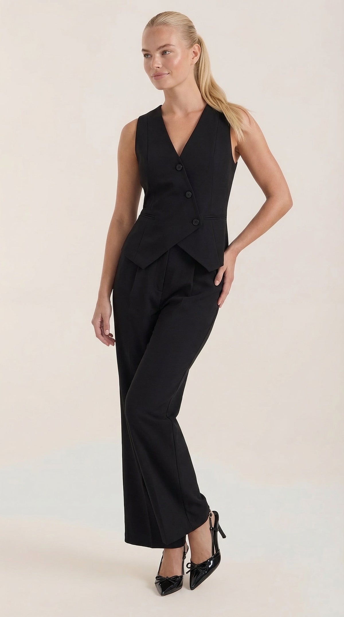Ana Milena™ | Conjunto de Chaleco y Pantalones en Color Jengibre