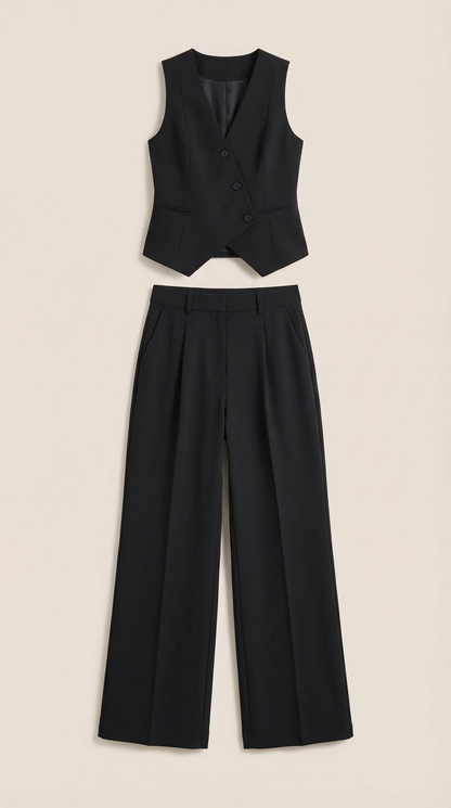 Ana Milena™ | Conjunto de Chaleco y Pantalones en Color Jengibre