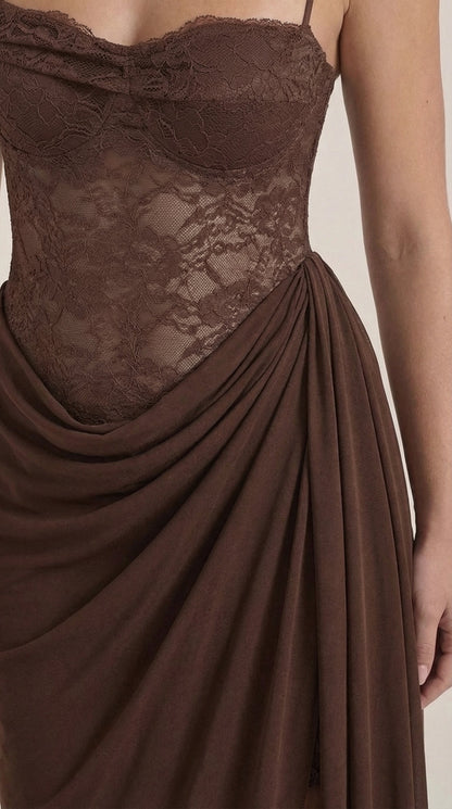 Berta Celina™ | Vestido Largo con Corsé de Encaje y Diseño de Un Hombro