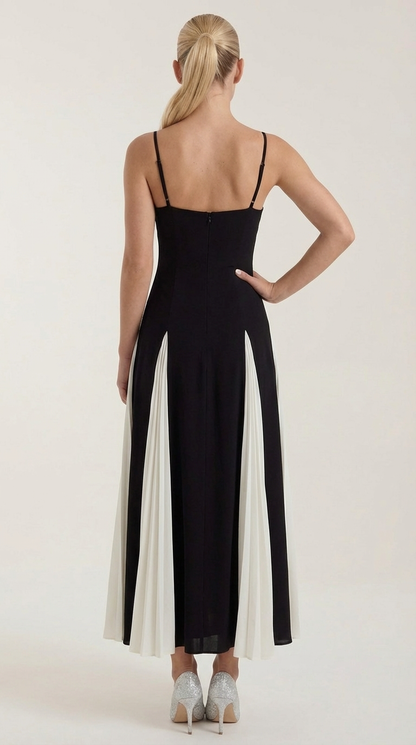 Diamela Amelia™ | Vestido Midi Godet Plisado Goldie