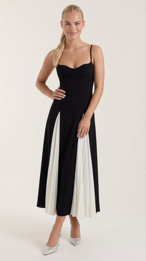 Ana Nidia™ | Vestido Midi Godet Plisado Goldie