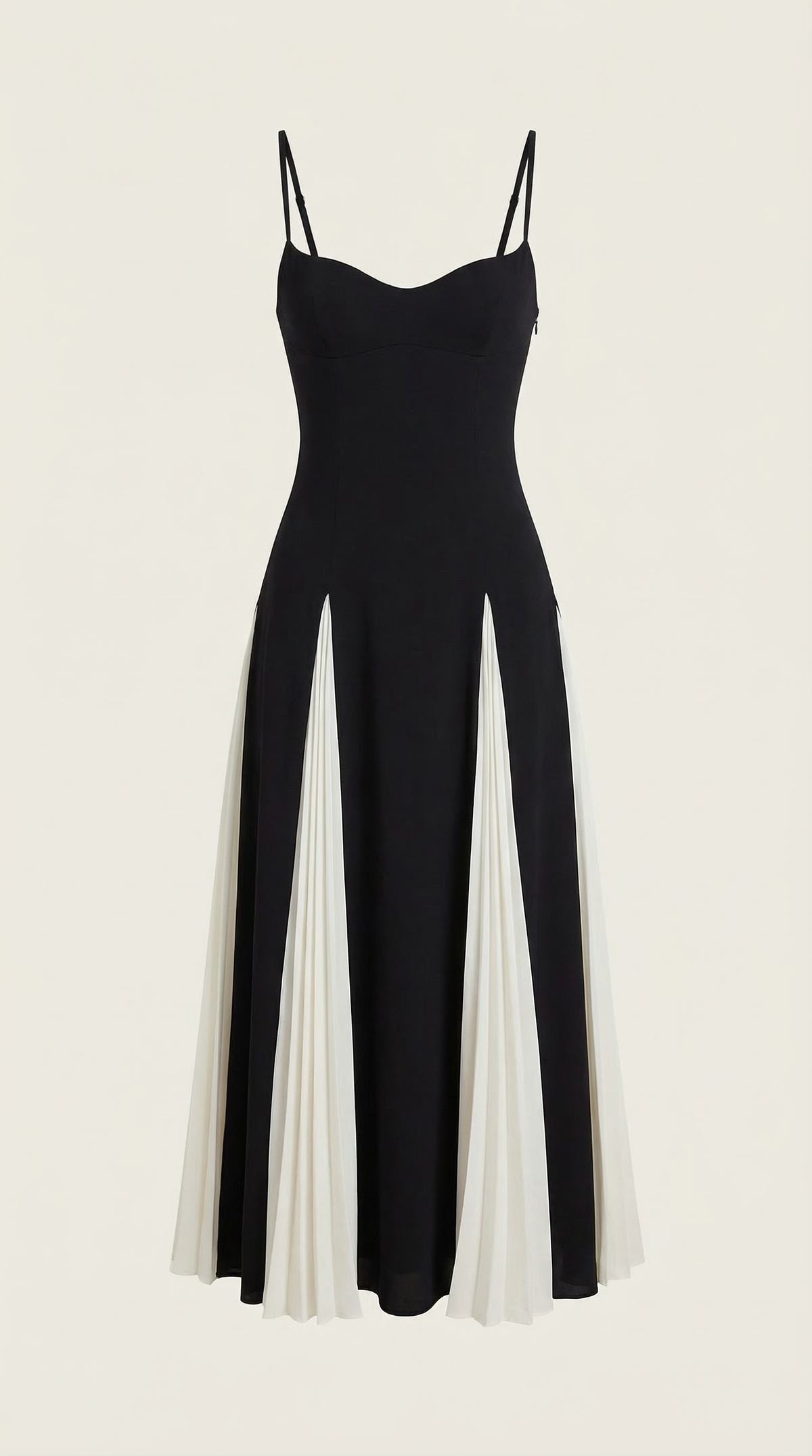 Ana Yasmin™ | Vestido midi Goldie con pliegues en godets