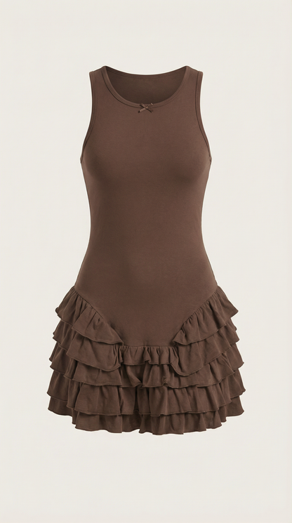 Ana Irina™ | Gwen Mini Vestido con Detalles de Volantes