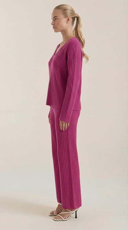 María Isela™ | Conjunto Matilda de Punto con Escote en V Texturizado