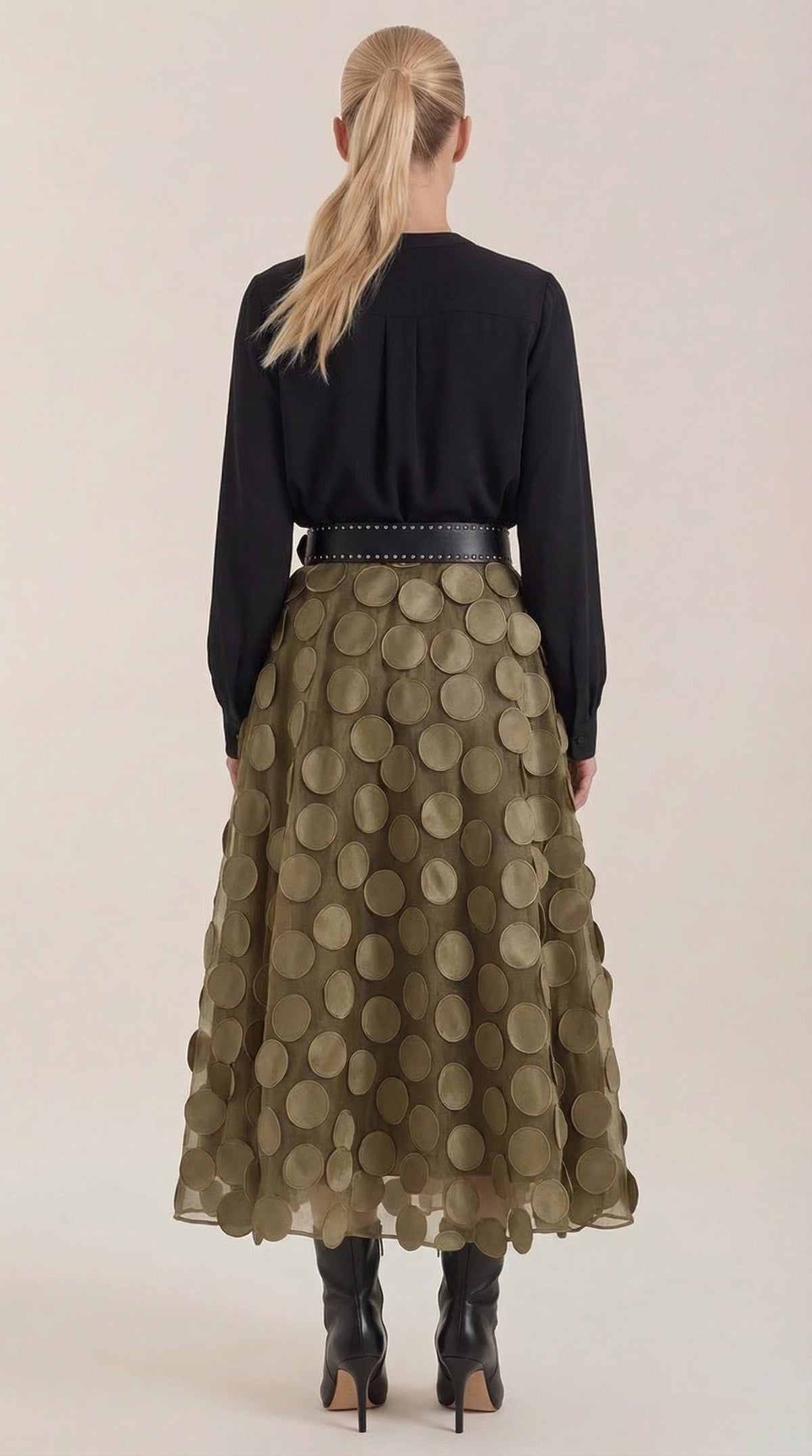 Costanza Amira™ | Falda Midi de Malla con Detalles de Puntos