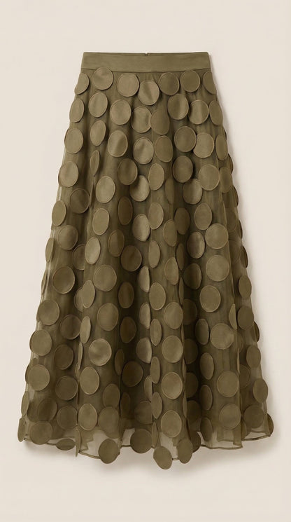 Costanza Amira™ | Falda Midi de Malla con Detalles de Puntos