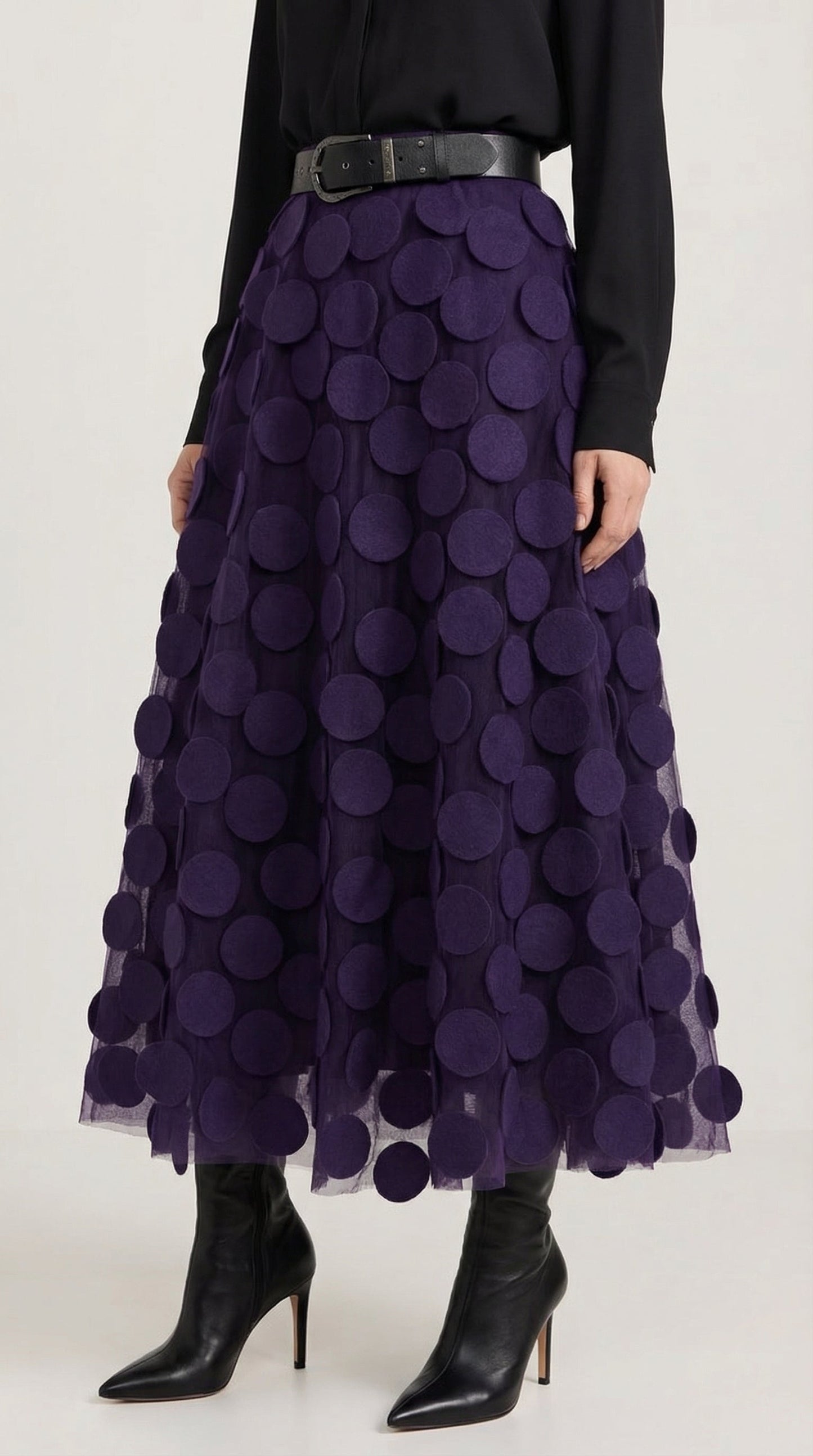 Costanza Amira™ | Falda Midi de Malla con Detalles de Puntos