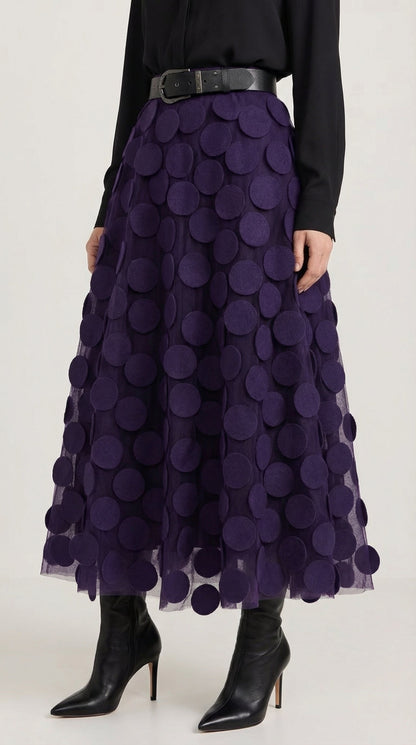 Costanza Amira™ | Falda Midi de Malla con Detalles de Puntos