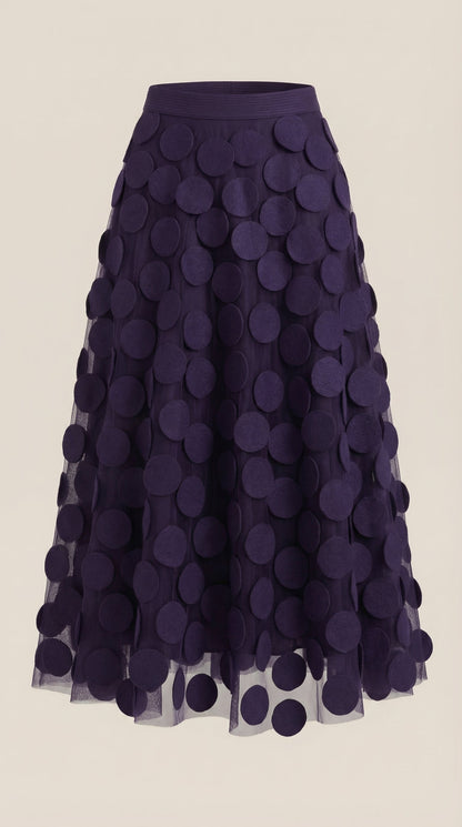 Costanza Amira™ | Falda Midi de Malla con Detalles de Puntos
