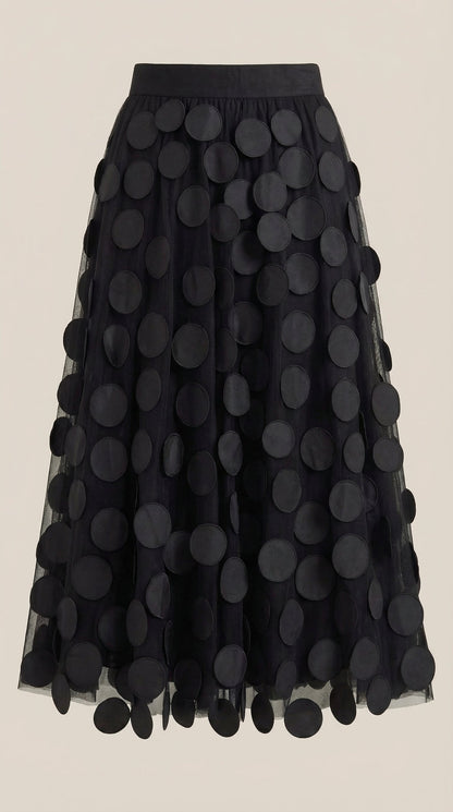 Costanza Amira™ | Falda Midi de Malla con Detalles de Puntos