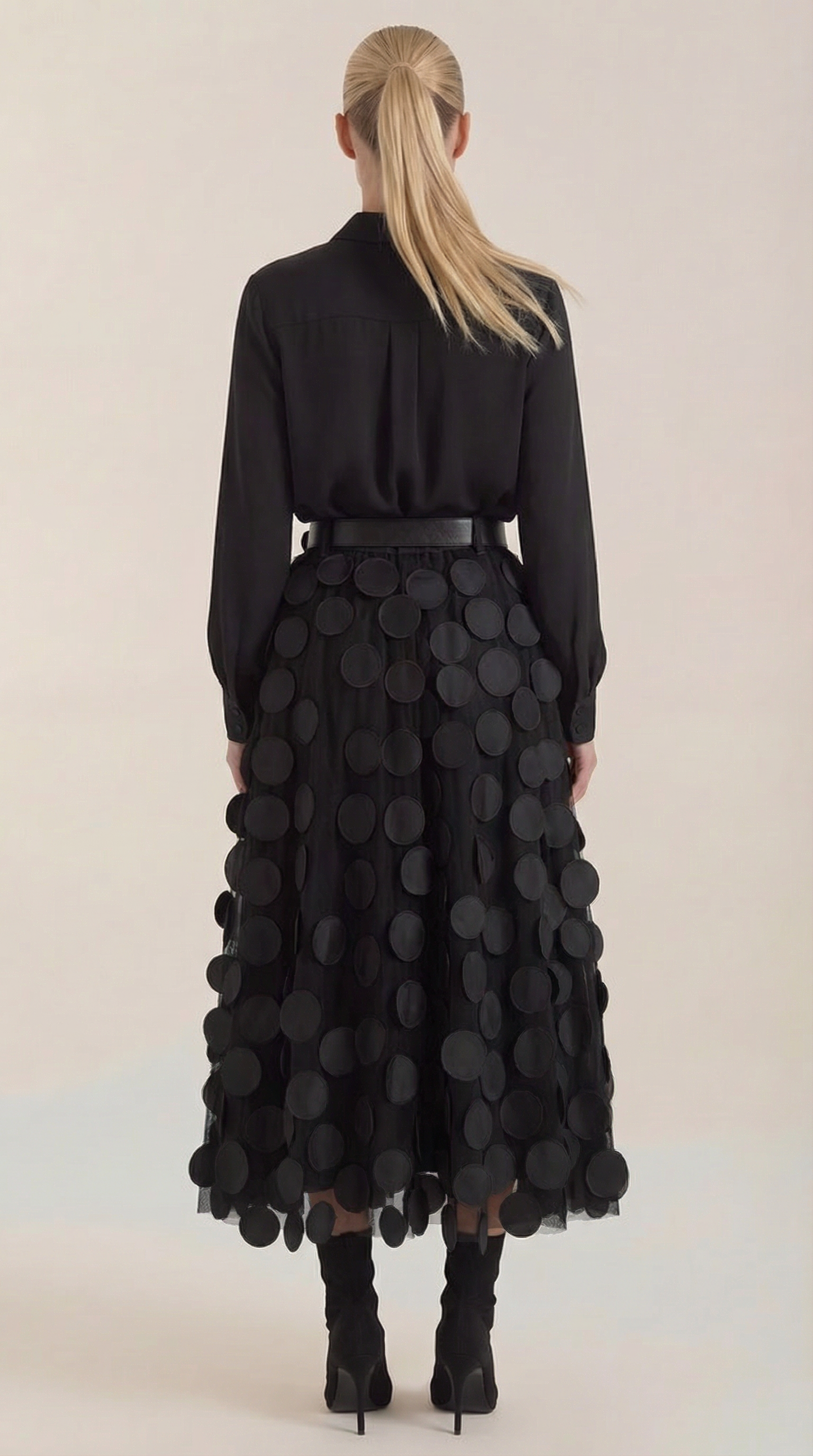 Costanza Amira™ | Falda Midi de Malla con Detalles de Puntos