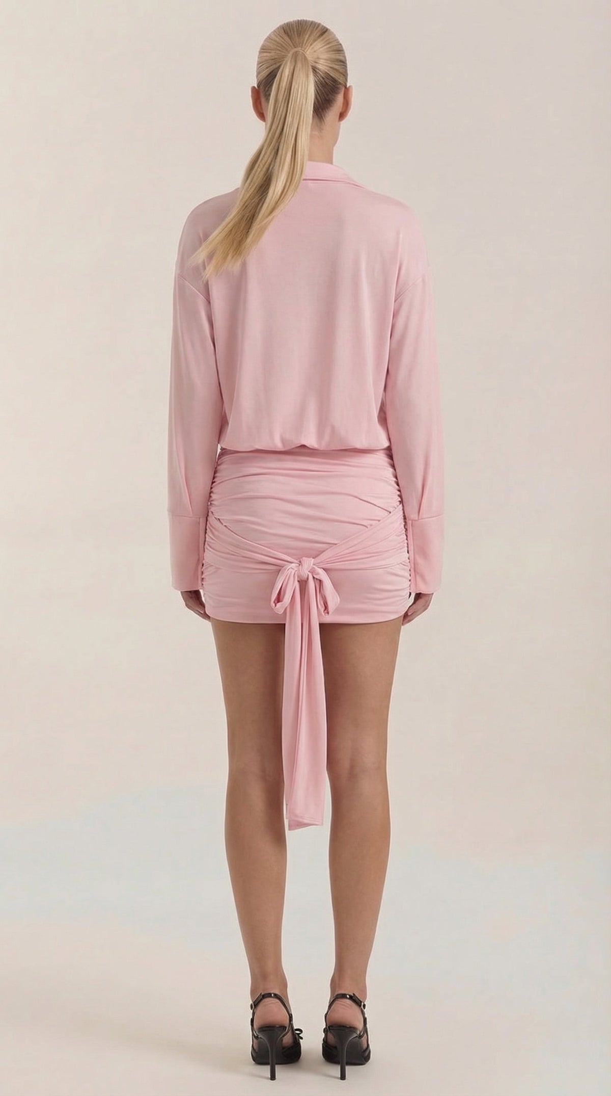 Ana Maritza™ | Vestido Mini Camisa Polly com Gola Gerafftes