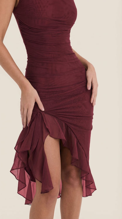 Rosa Saturnina™ | Vestido Midi Ramona con Detalles de Volantes