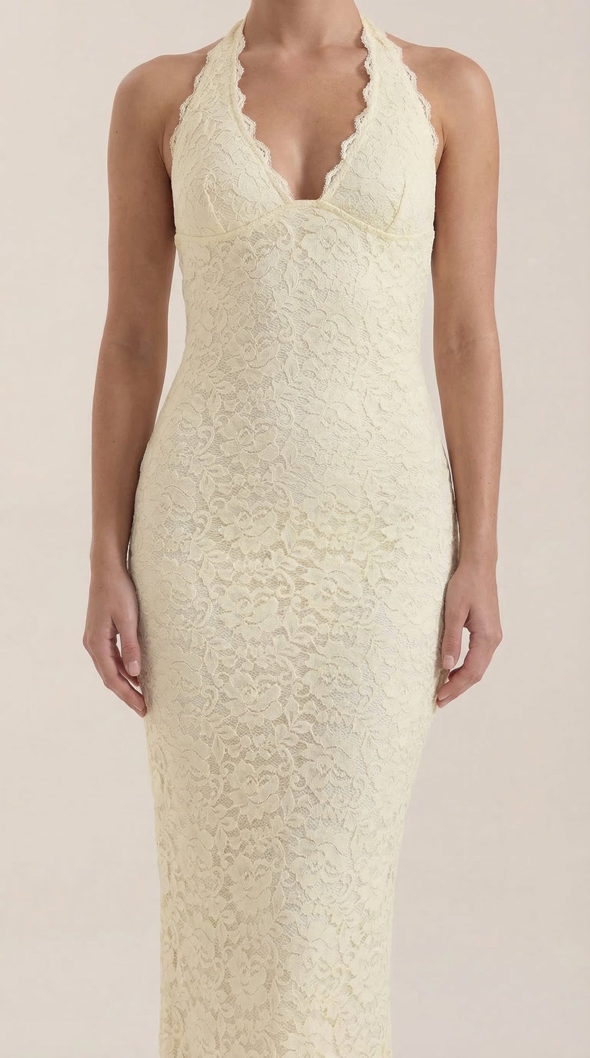 Rosa Manuela™ | Vestido largo de encaje Halter Roxanne
