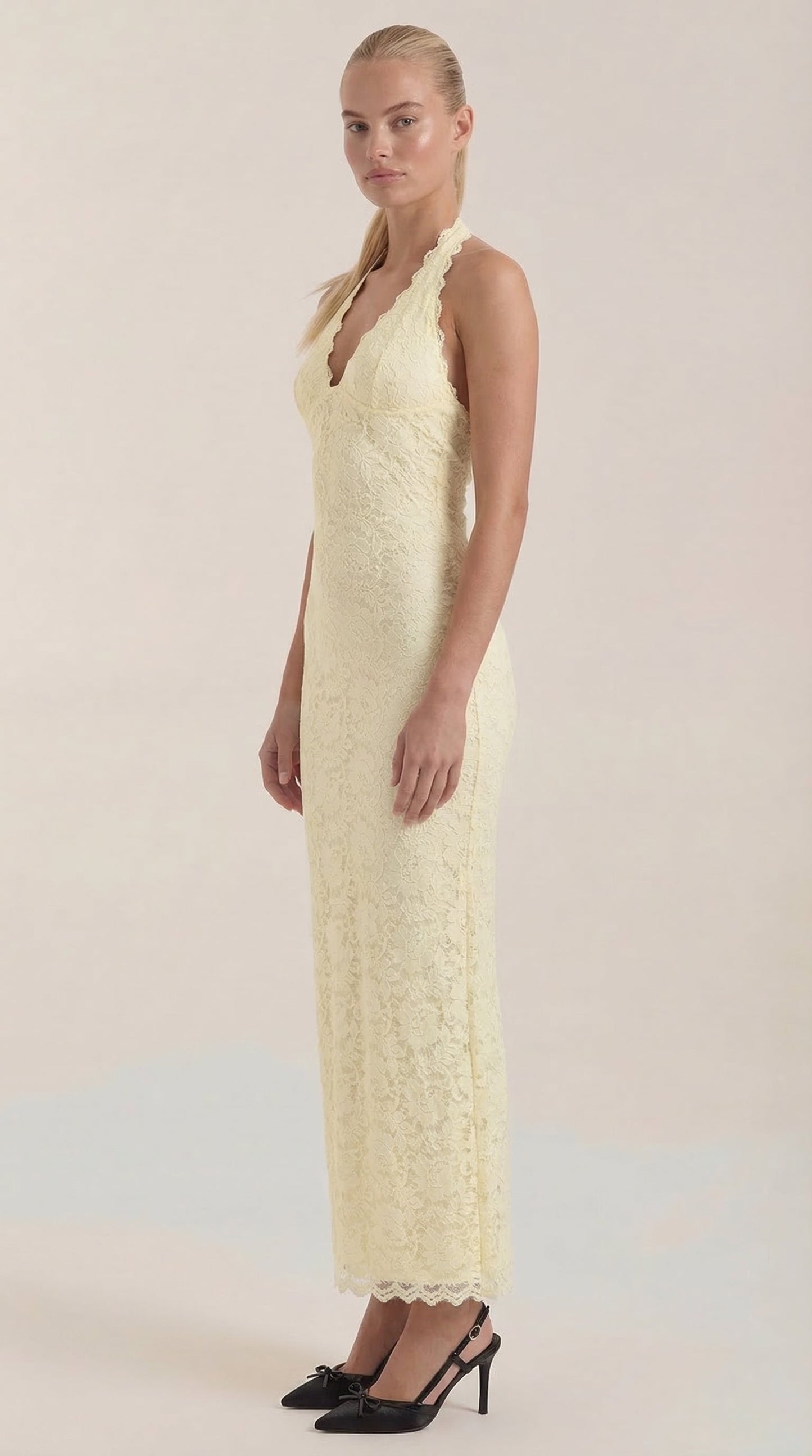 Rosa Manuela™ | Vestido largo de encaje Halter Roxanne