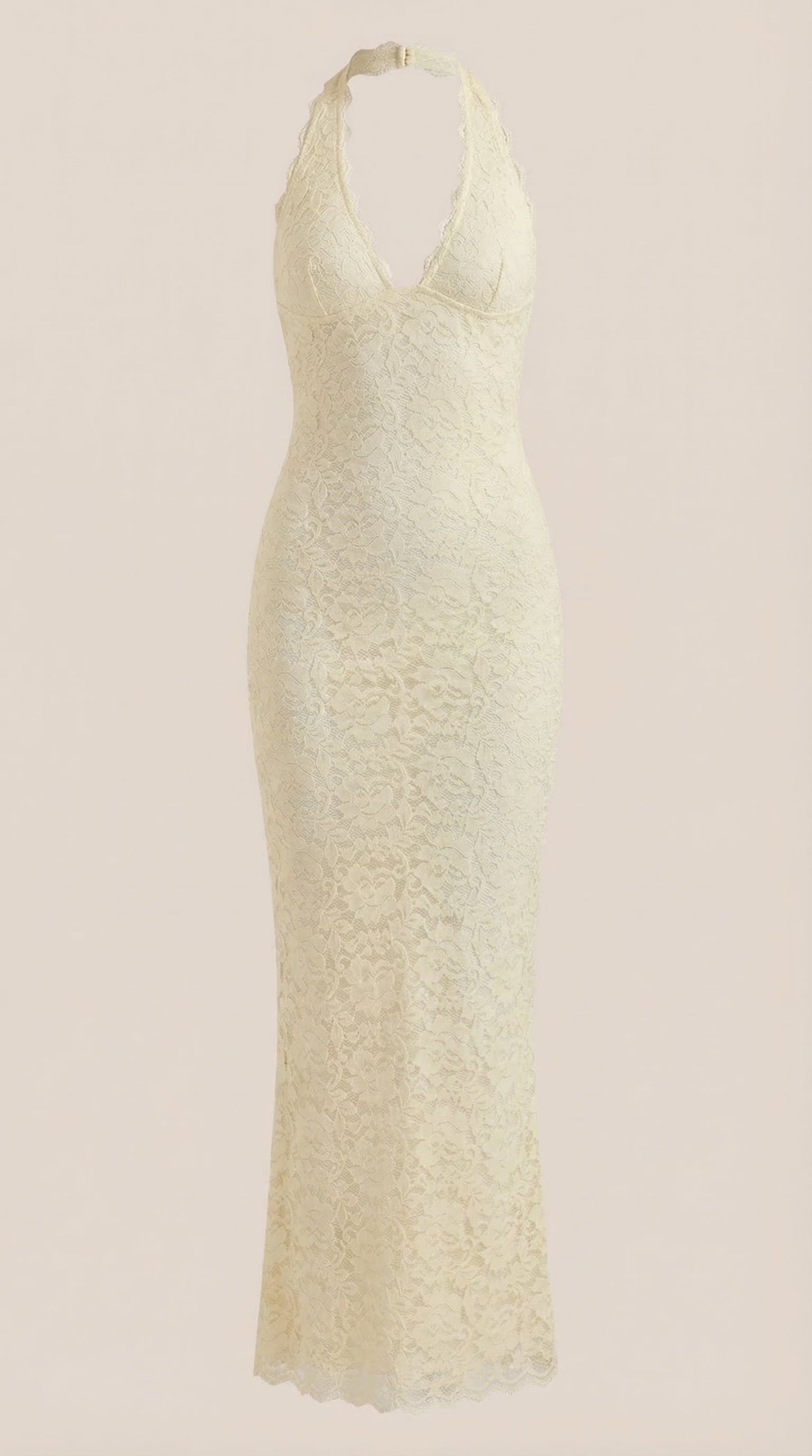 Rosa Manuela™ | Vestido largo de encaje Halter Roxanne