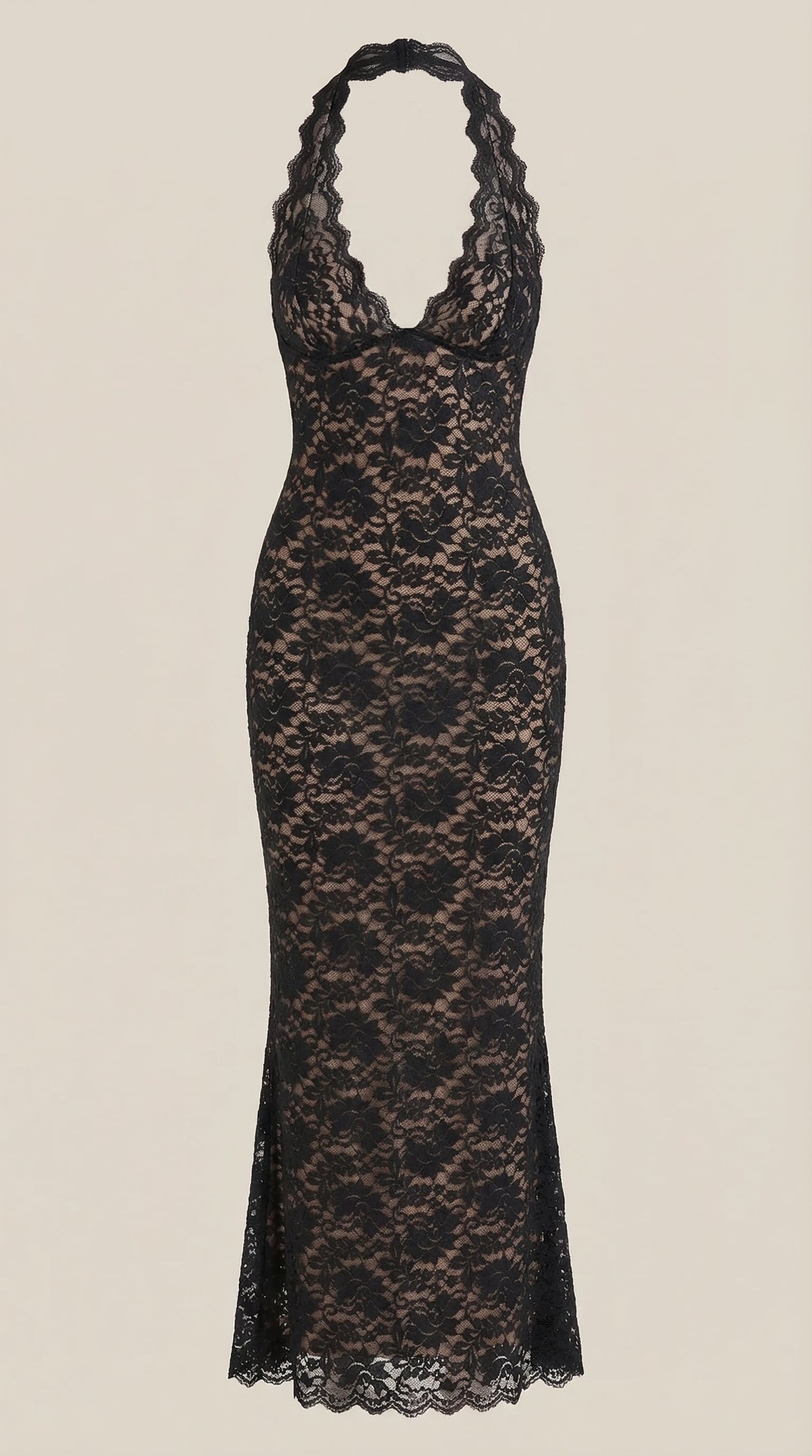 Rosa Manuela™ | Vestido largo de encaje Halter Roxanne