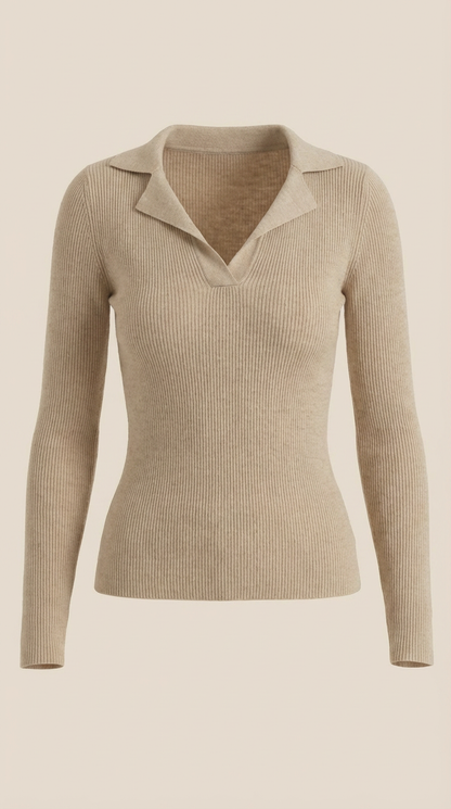 Ainara Etel™ | Suéter de punto con cuello elegante