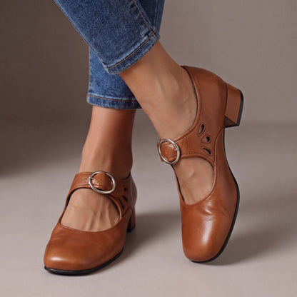 Carlota™ | Leather Comfort Mary Janes with Low Heel