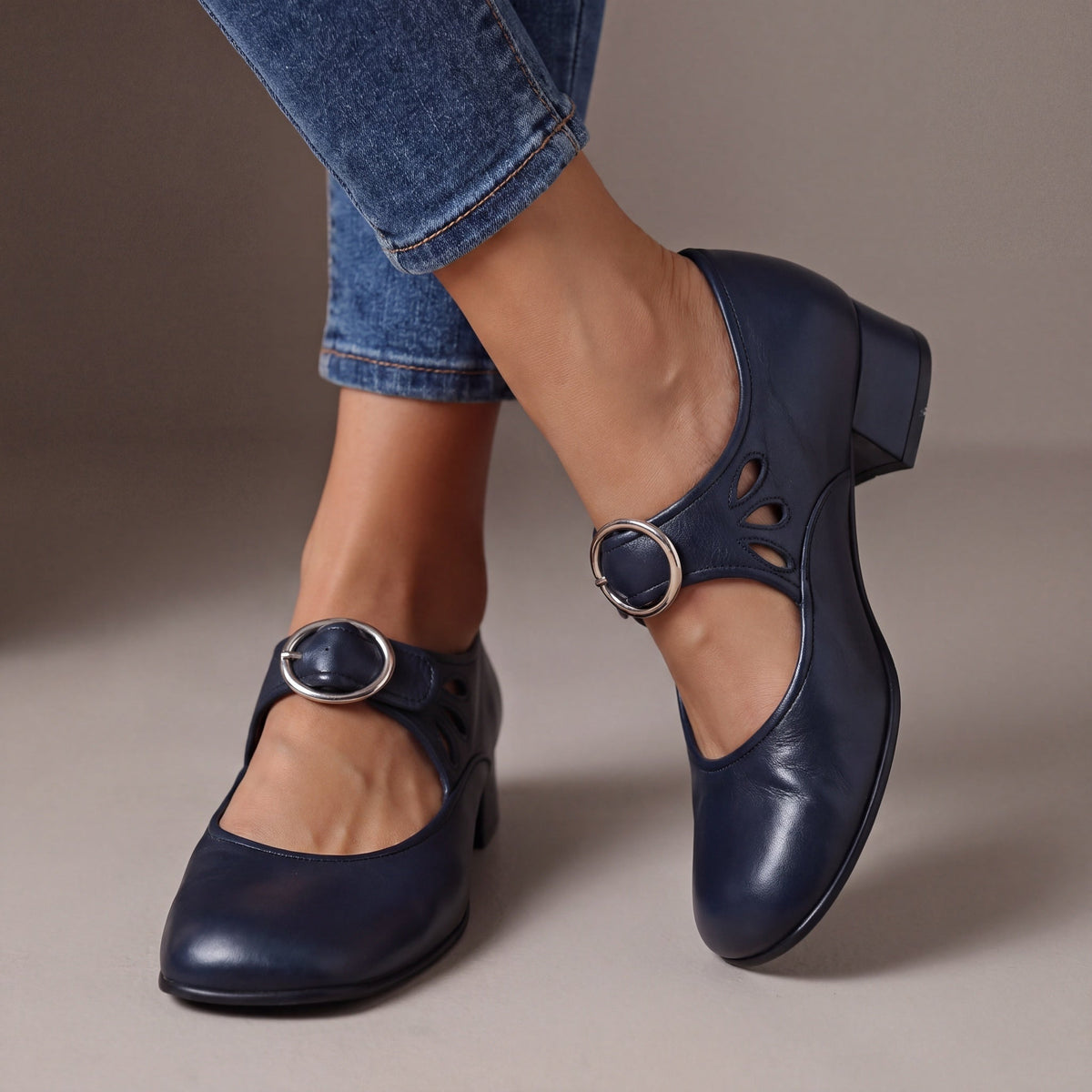 Carlota™ | Leather Comfort Mary Janes with Low Heel