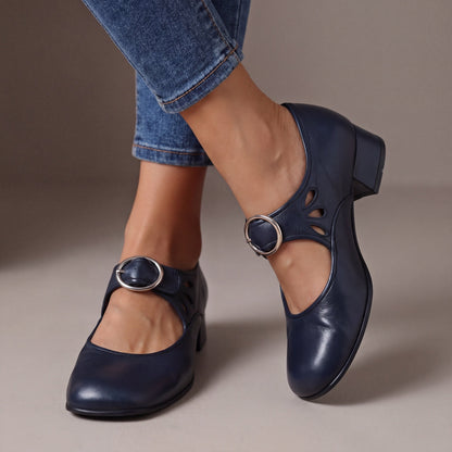 Carlota™ | Leather Comfort Mary Janes with Low Heel