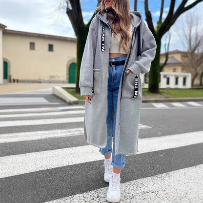Olaya™ | Long Hooded Zip-Up Sweatshirt Coat