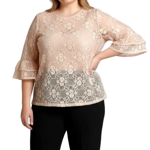 Ximena™ | Plus Size Stretch Lace Maxi Blouse