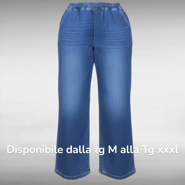 Renata™ | High-Waisted Elastic Palazzo Leg Jeans