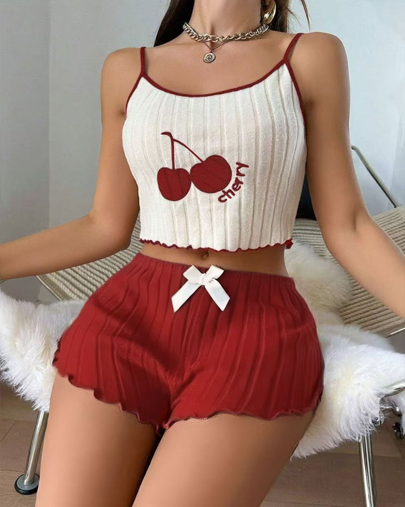Cerise™ | Conjunto loungewear cherry de satén