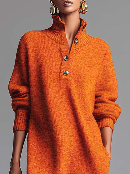 Arlet™ | Vestido de Punto con Cuello Abotonado