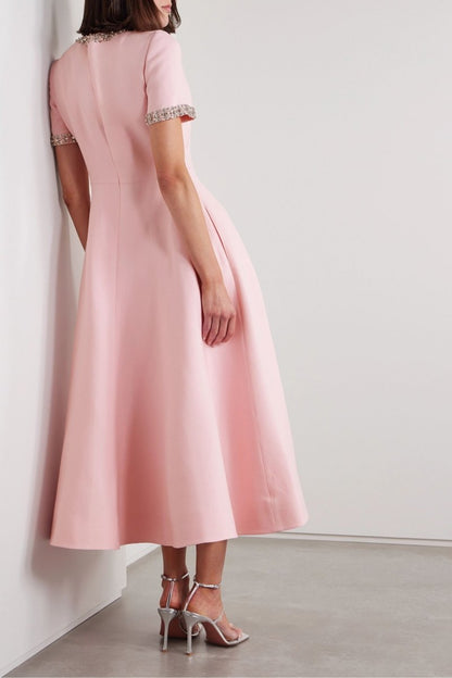 Elda™ | Vestido Midi con Nudo Decorativo y Cristales